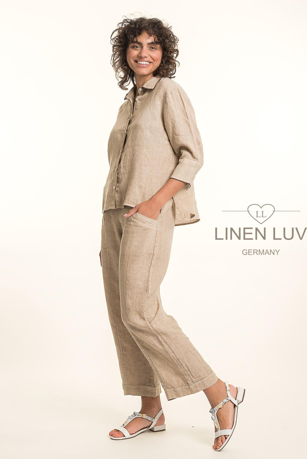 French Linen Shirt Trim Accent - Breathable Naturals | Glam & Fame Clothing