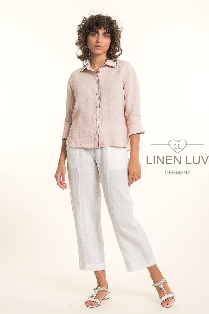 French Linen Shirt Piping Accent