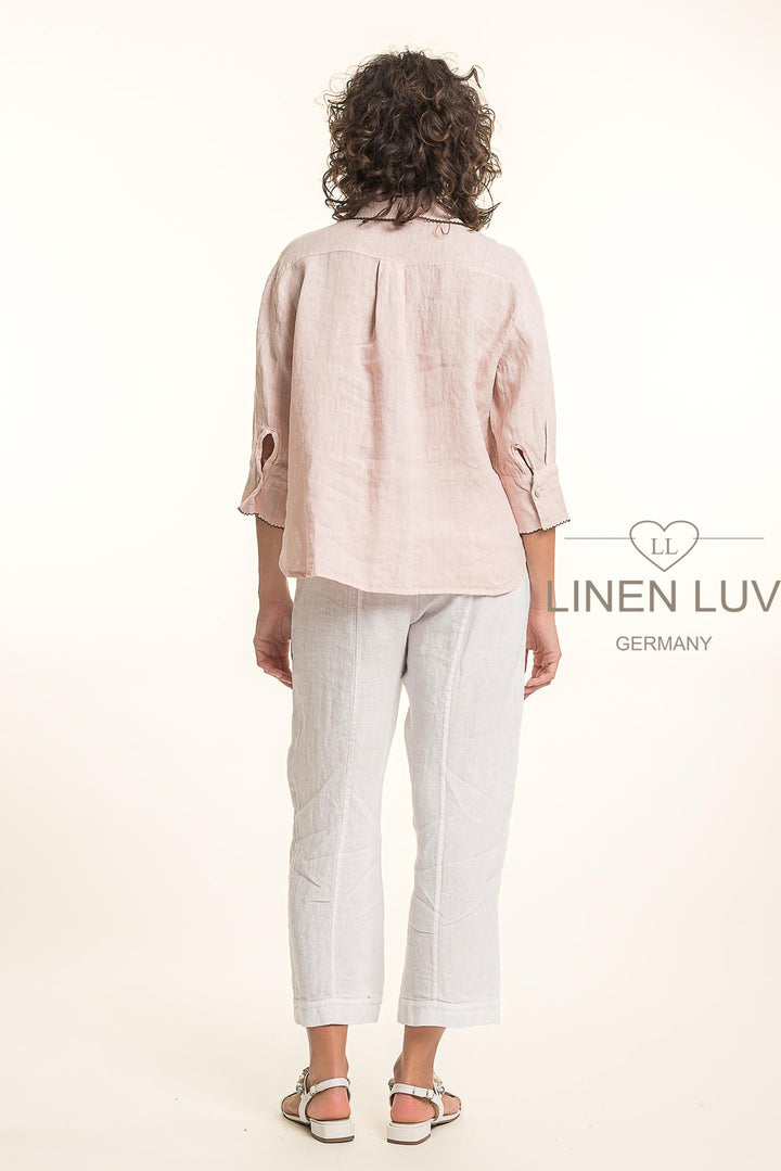 French Linen Shirt Piping Accent