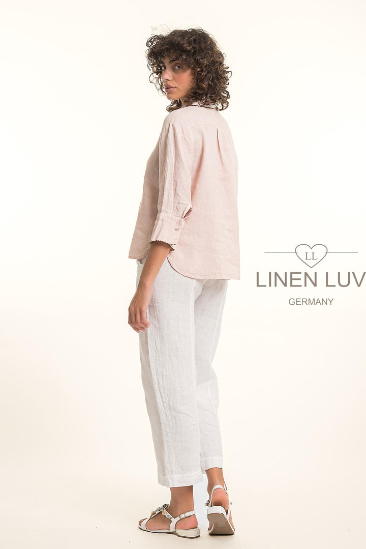 French Linen Shirt Piping Accent