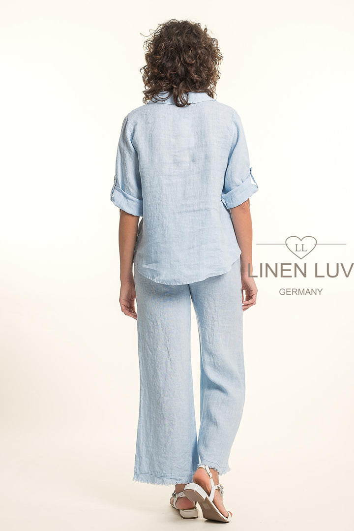 French Linen Blouse Twist Hem - Breathable Naturals | Glam & Fame Clothing