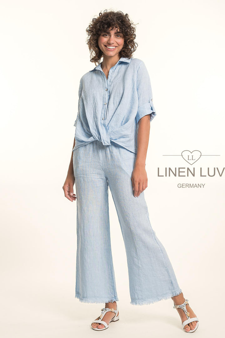 French Linen Blouse Twist Hem - Breathable Naturals | Glam & Fame Clothing