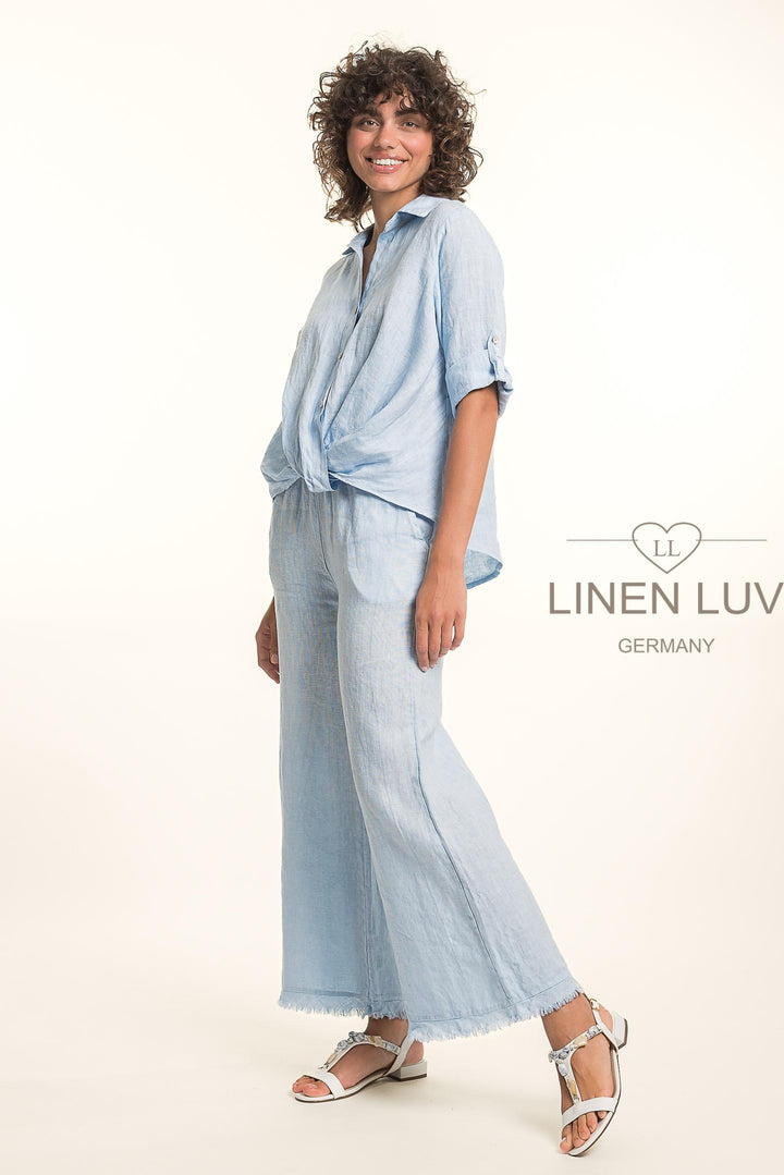 French Linen Blouse Twist Hem - Breathable Naturals | Glam & Fame Clothing