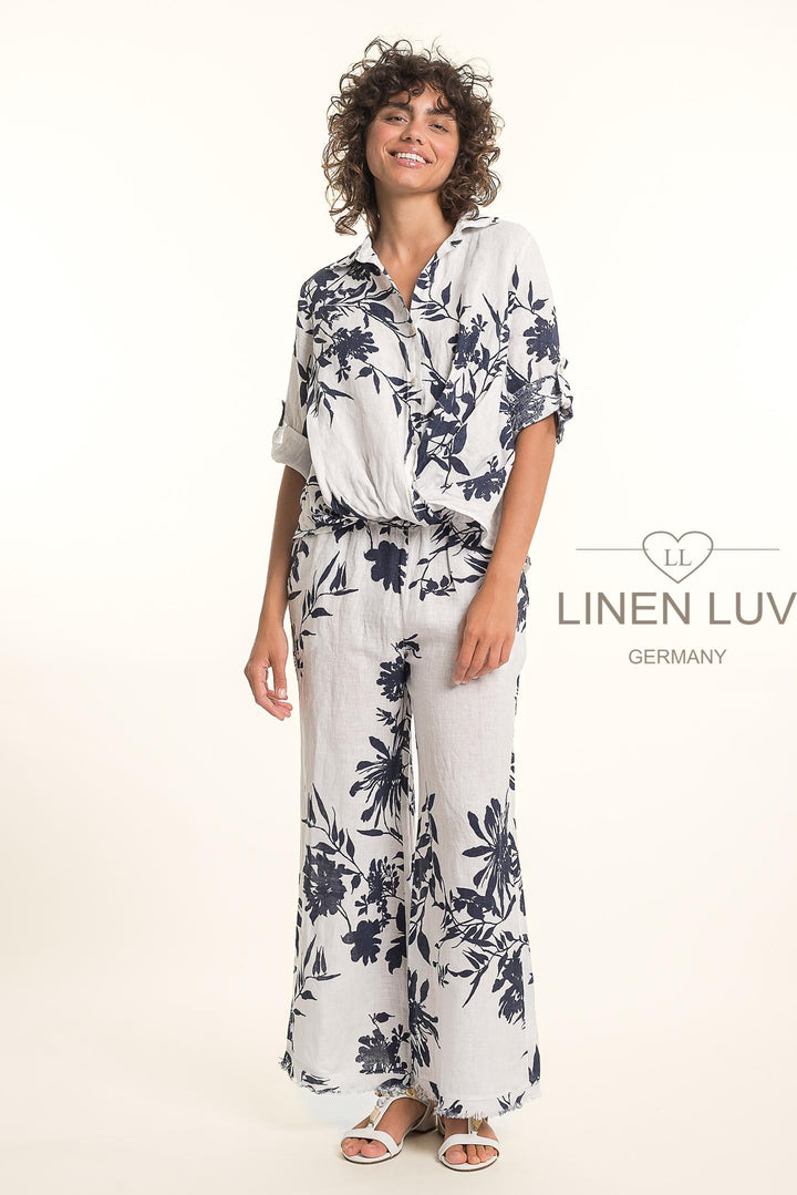 French Linen Blouse Twist Hem - Breathable Naturals | Glam & Fame Clothing