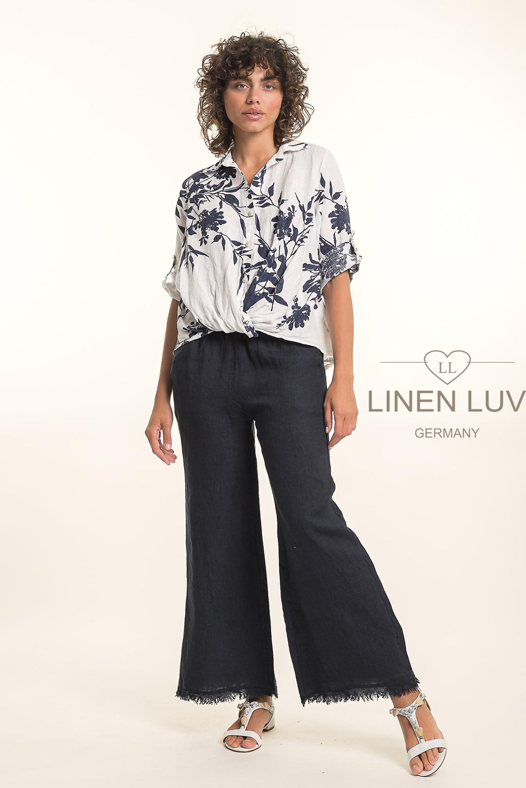 French Linen Blouse Twist Hem - Breathable Naturals | Glam & Fame Clothing