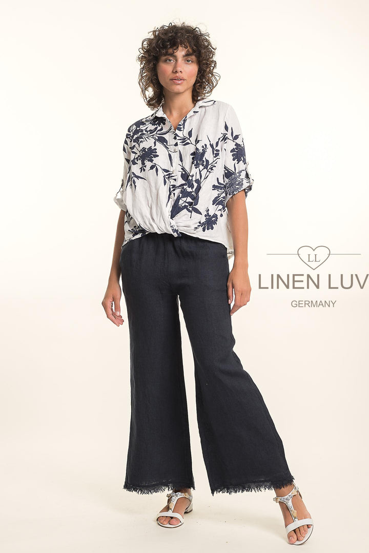 French Linen Blouse Twist Hem - Breathable Naturals | Glam & Fame Clothing