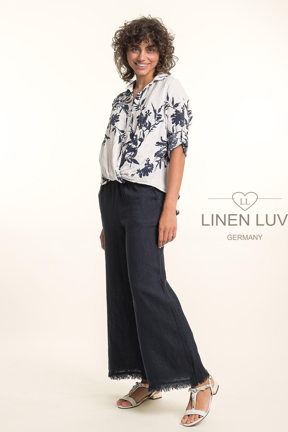 French Linen Blouse Twist Hem - Breathable Naturals | Glam & Fame Clothing