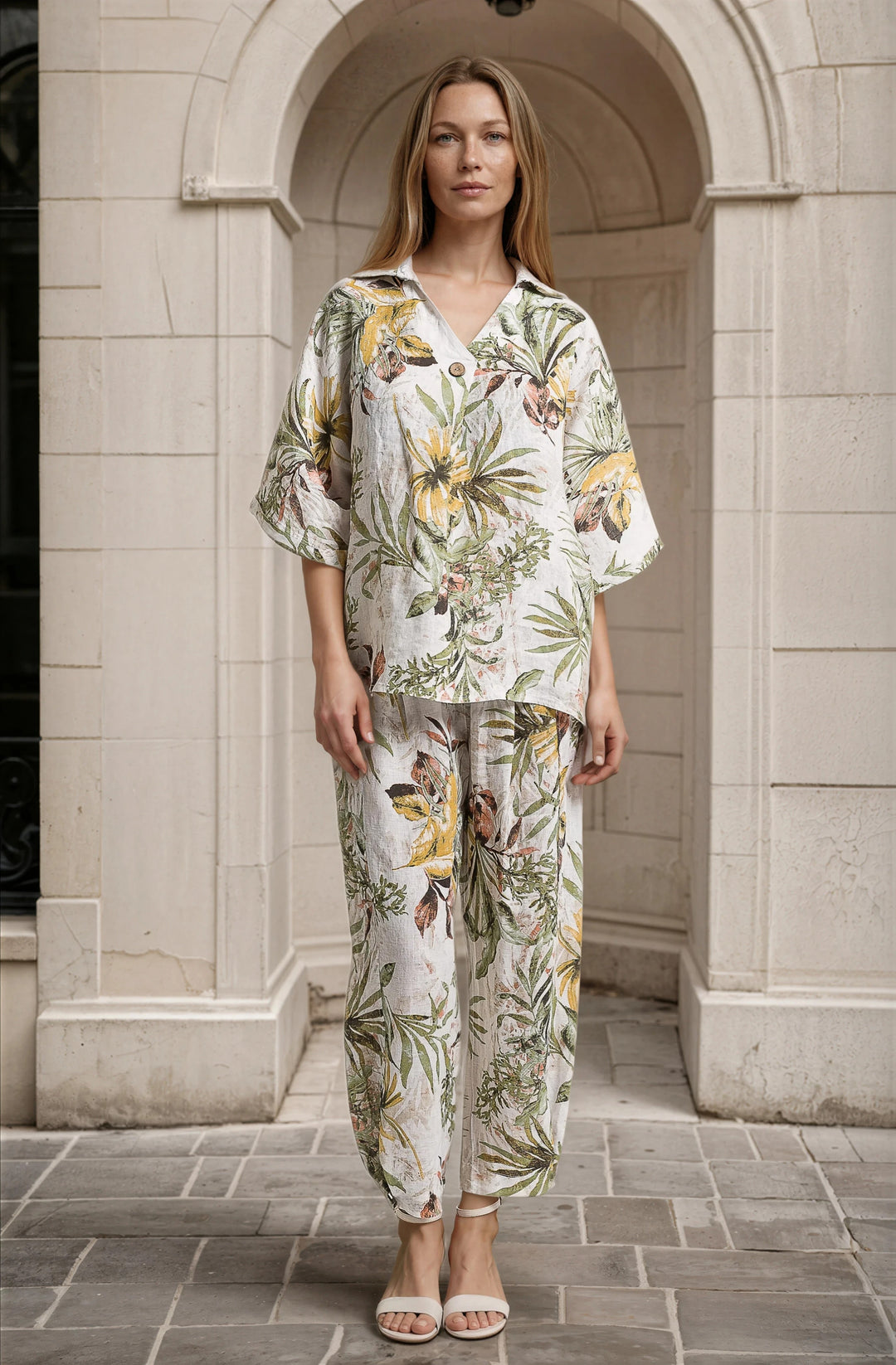 French Linen Blouse Print - Breathable Naturals | Glam & Fame Clothing