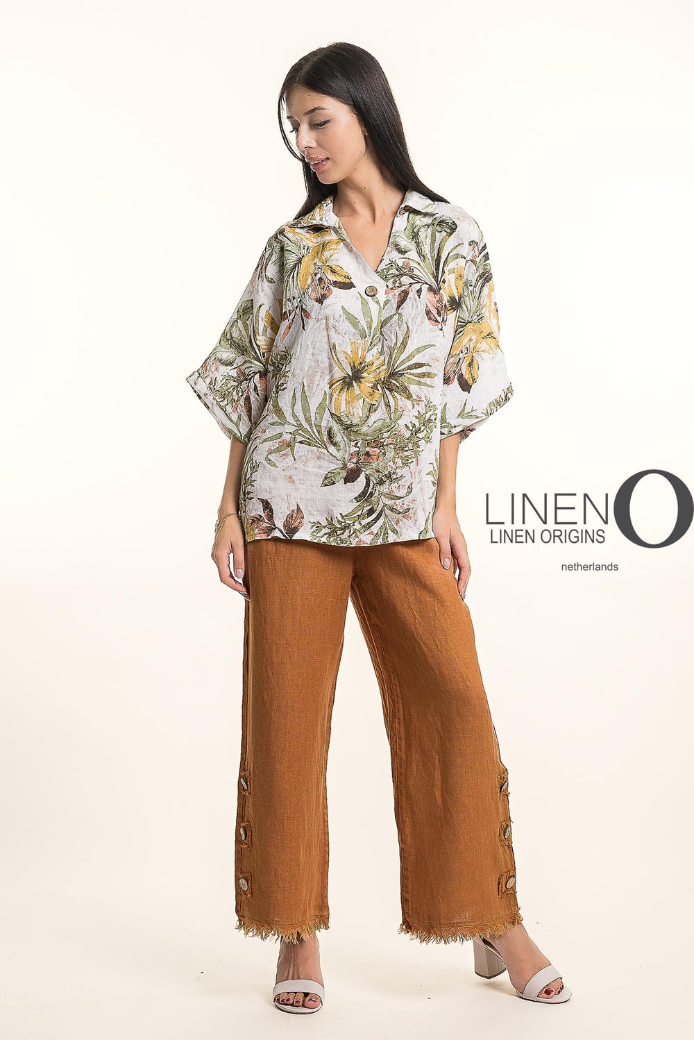 French Linen Blouse Print - Breathable Naturals | Glam & Fame Clothing