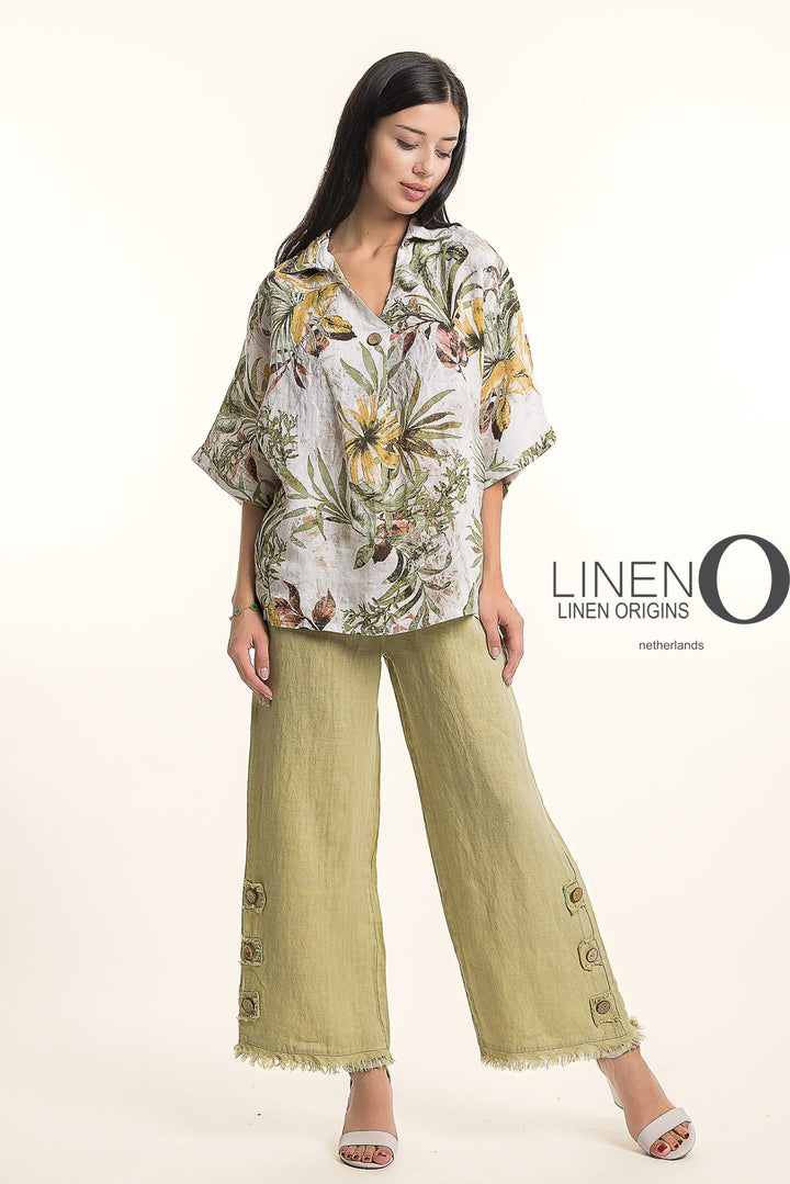 French Linen Blouse Print - Breathable Naturals | Glam & Fame Clothing