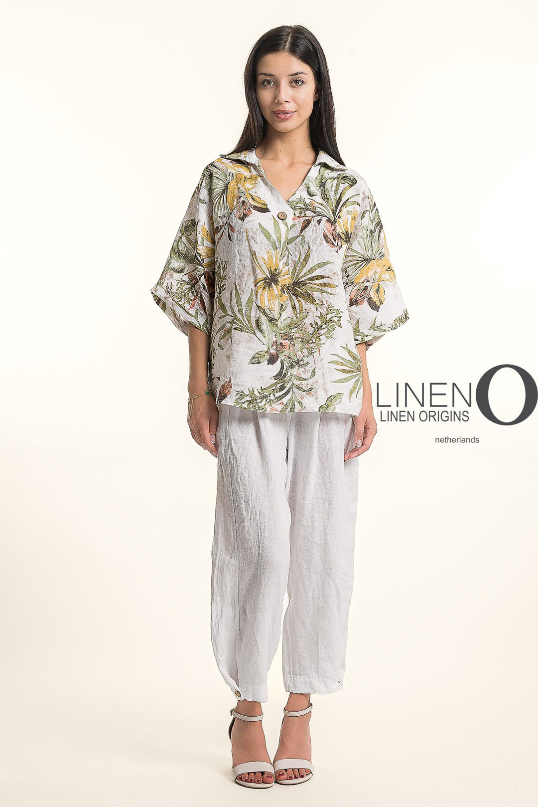 French Linen Blouse Print - Breathable Naturals | Glam & Fame Clothing