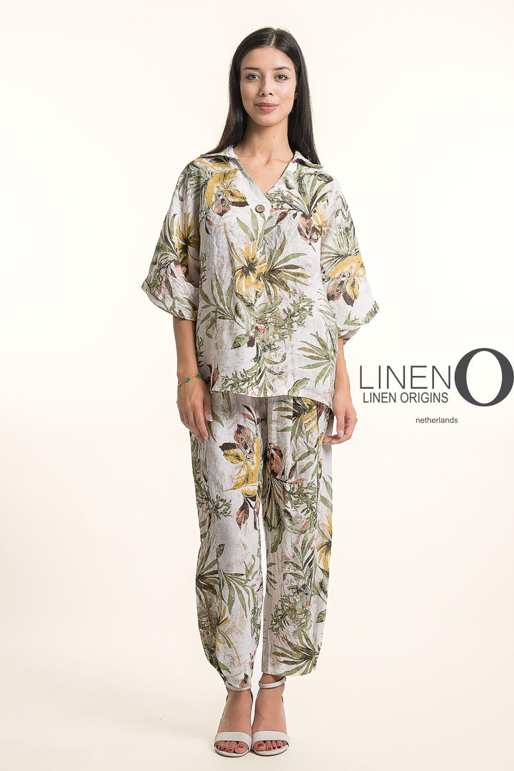 French Linen Blouse Print - Breathable Naturals | Glam & Fame Clothing