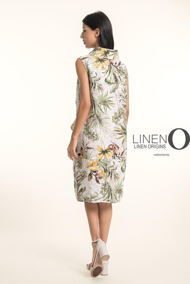 French Linen Cowl Midi Dress SLV/L Print - Breathable Naturals | Glam & Fame Clothing