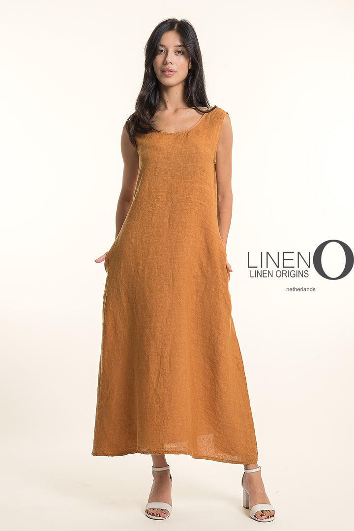 French Linen Maxi Tea Dress Slv/L - Breathable Naturals | Glam & Fame Clothing
