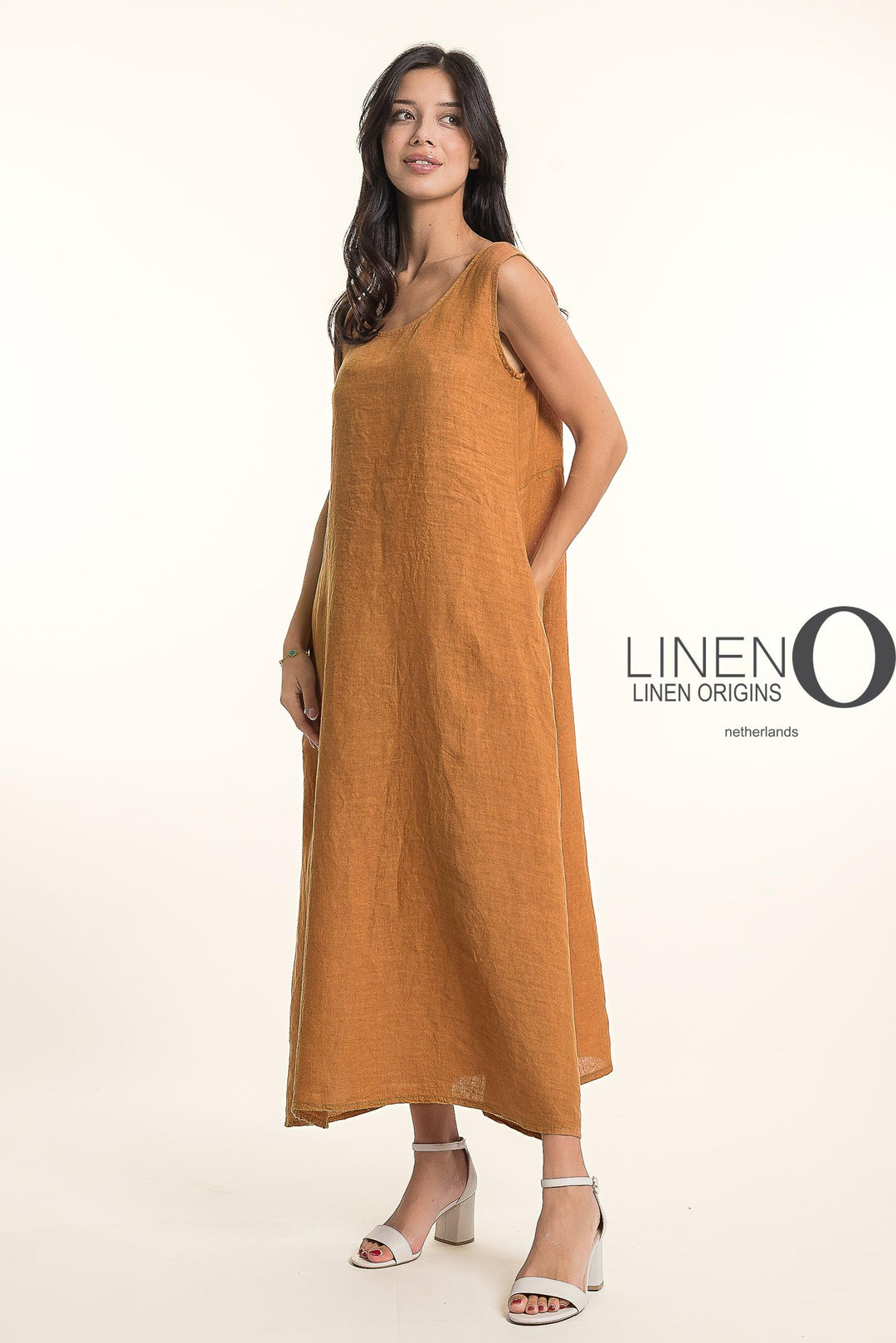 French Linen Maxi Tea Dress Slv/L - Breathable Naturals | Glam & Fame Clothing
