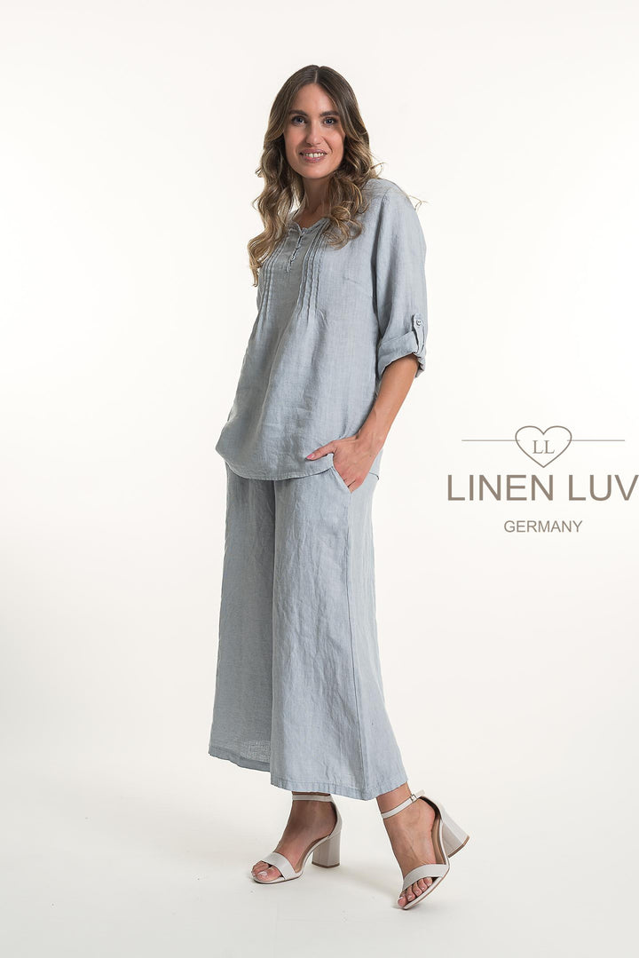 French Linen Blouse Pleat Accents - Breathable Naturals | Glam & Fame Clothing