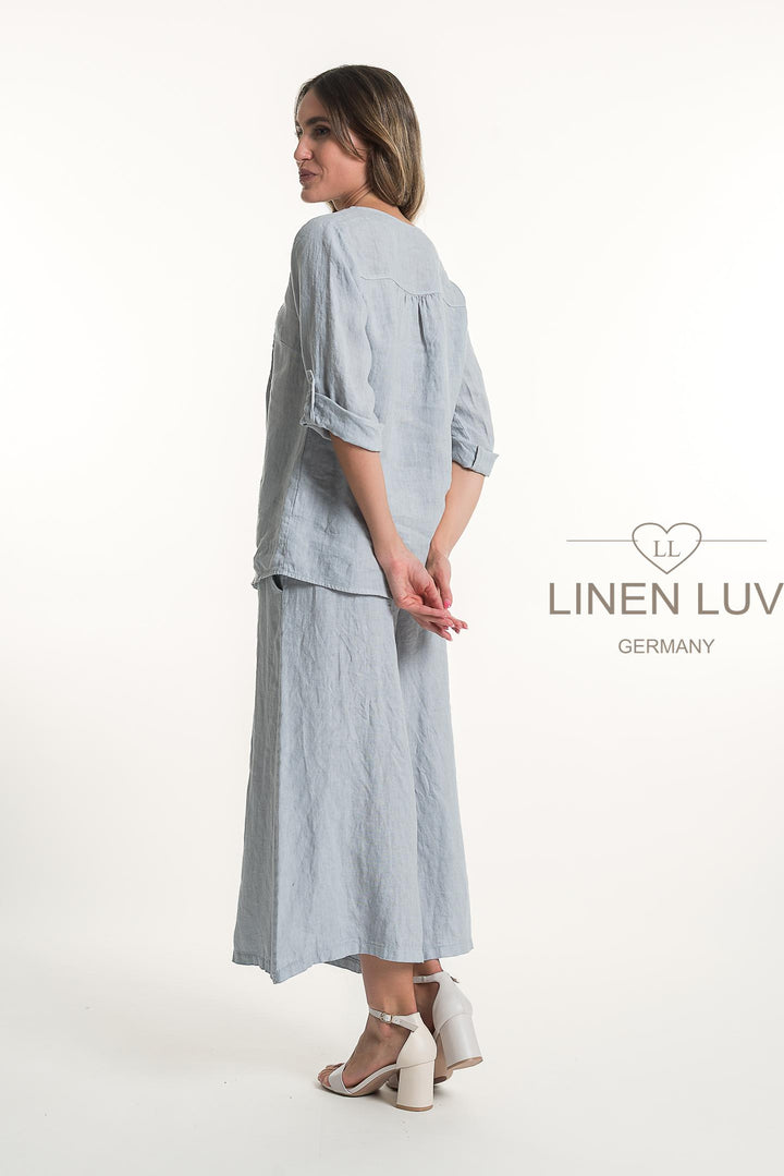 French Linen Blouse Pleat Accents - Breathable Naturals | Glam & Fame Clothing