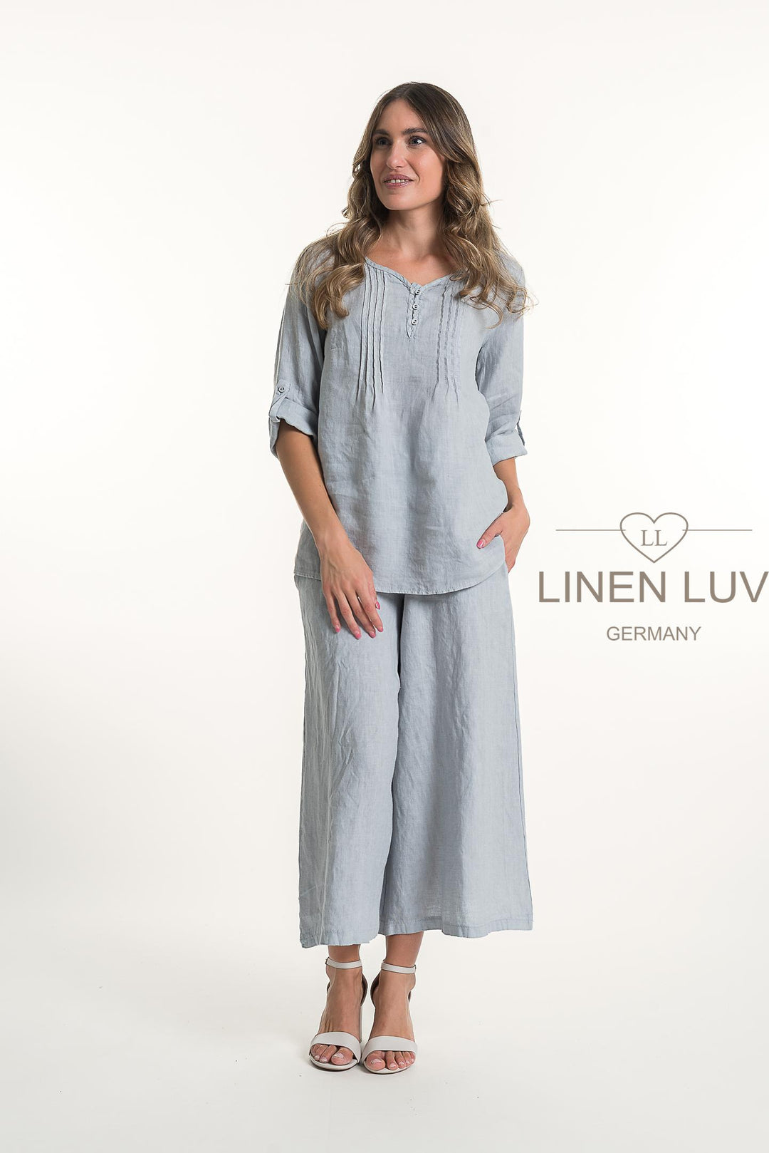 French Linen Blouse Pleat Accents - Breathable Naturals | Glam & Fame Clothing