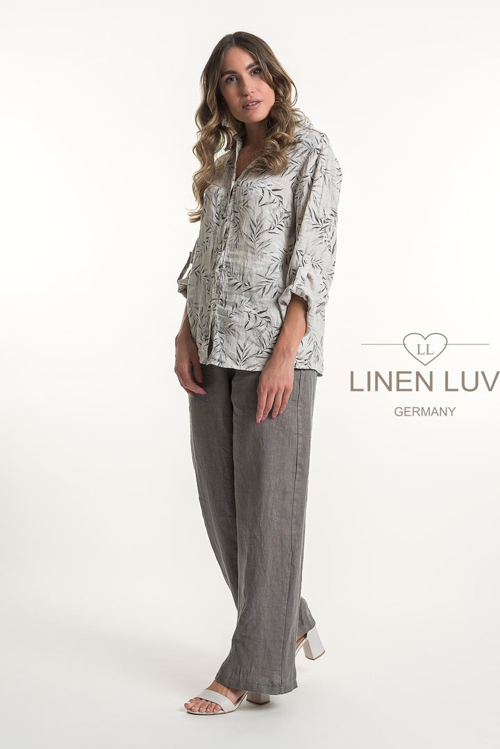 French Linen Shirt Print - Breathable Naturals | Glam & Fame Clothing