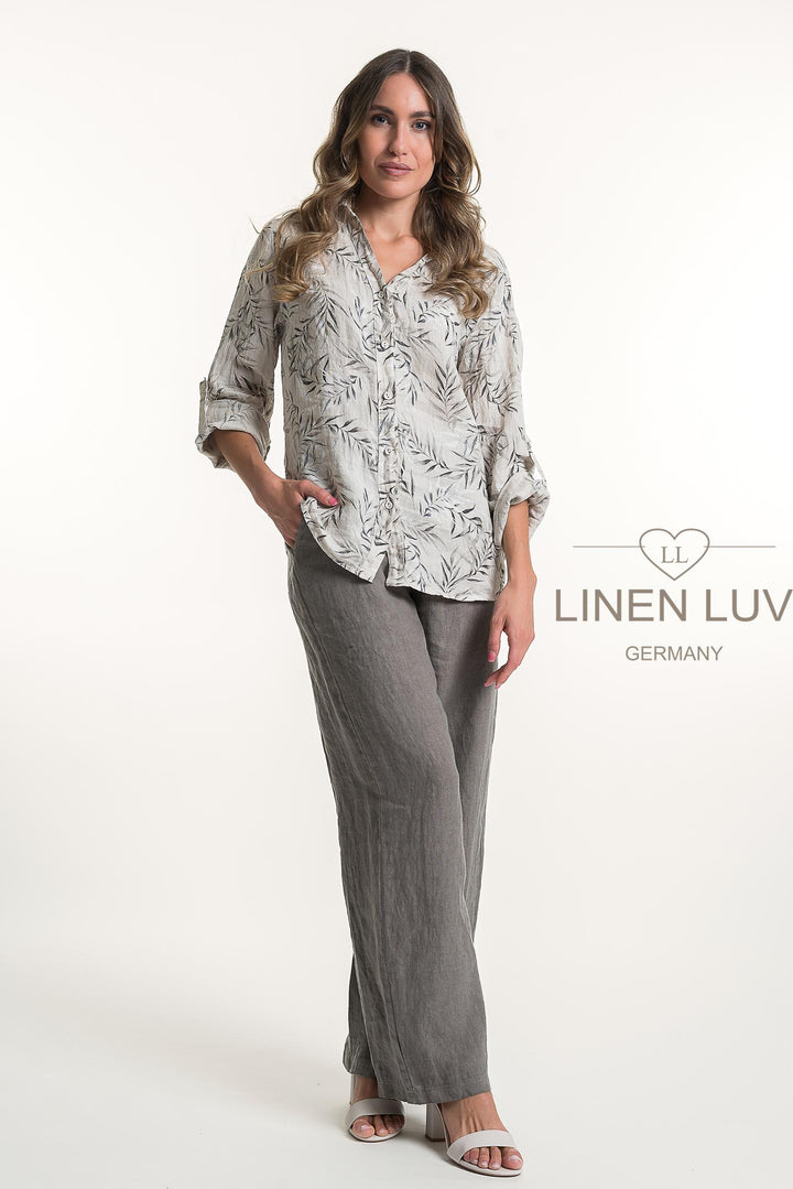 French Linen Shirt Print - Breathable Naturals | Glam & Fame Clothing