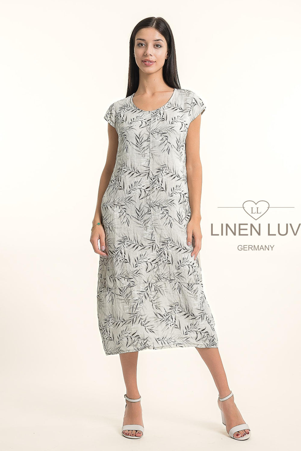 French Linen Classic Sheath Maxi Dress Print - Breathable Naturals | Glam & Fame Clothing