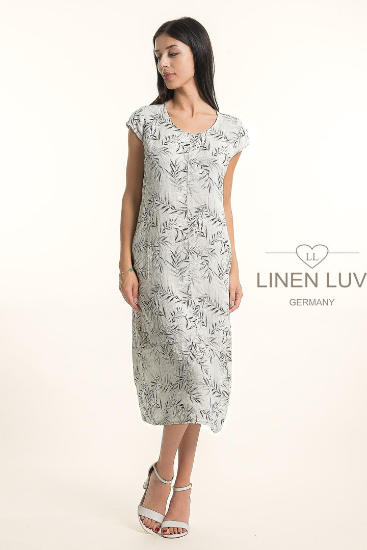 French Linen Classic Sheath Maxi Dress Print - Breathable Naturals | Glam & Fame Clothing