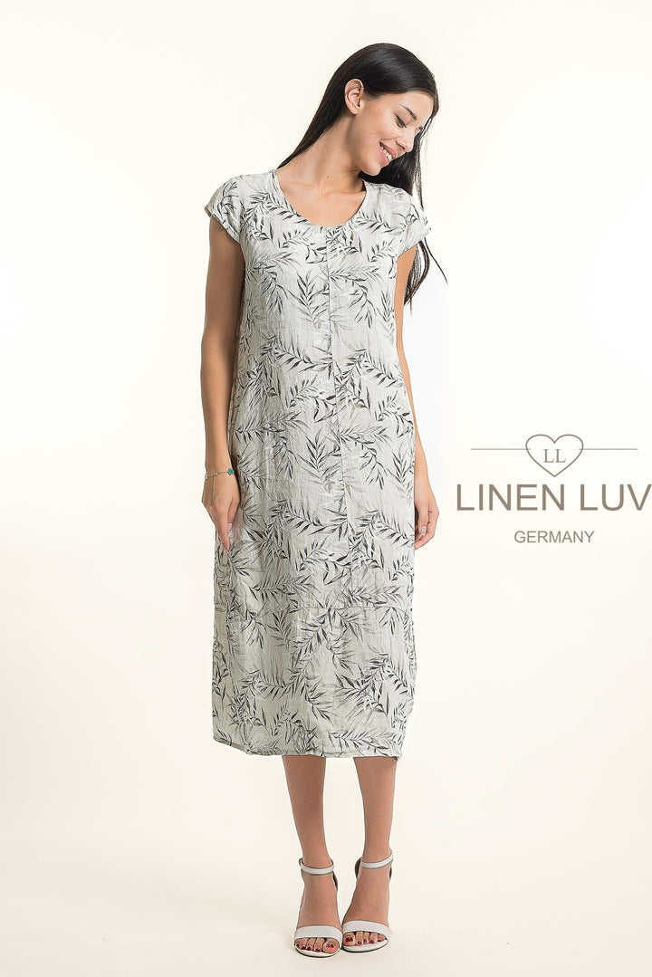French Linen Classic Sheath Maxi Dress Print - Breathable Naturals | Glam & Fame Clothing