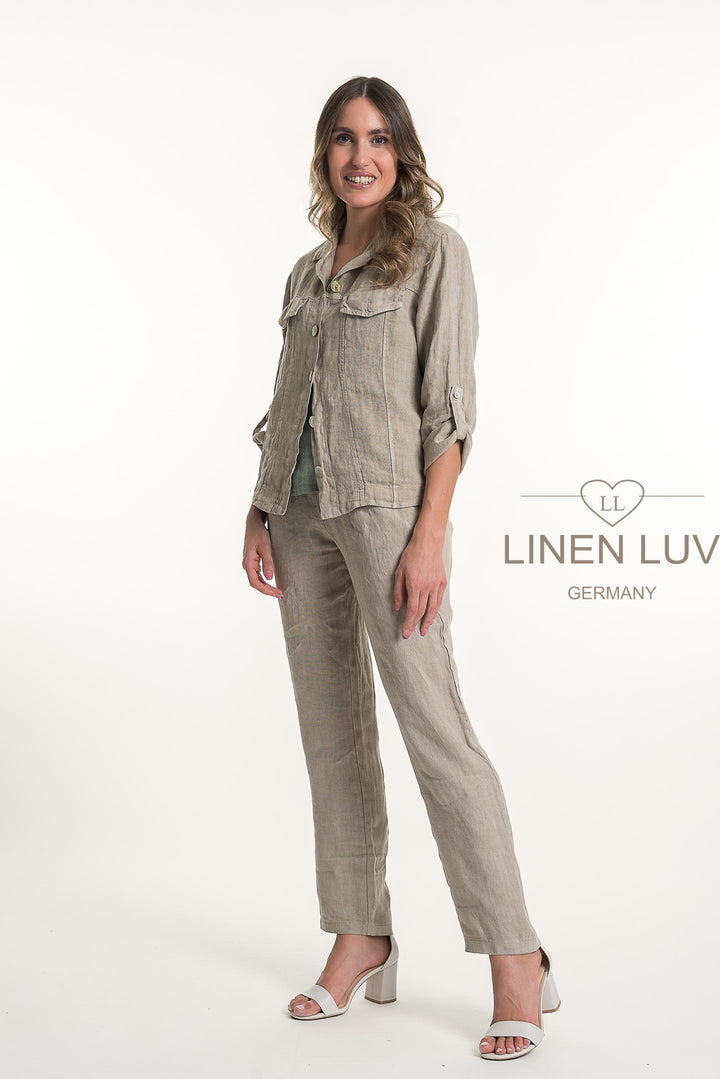 French Linen Jacket - Breathable Naturals | Glam & Fame Clothing