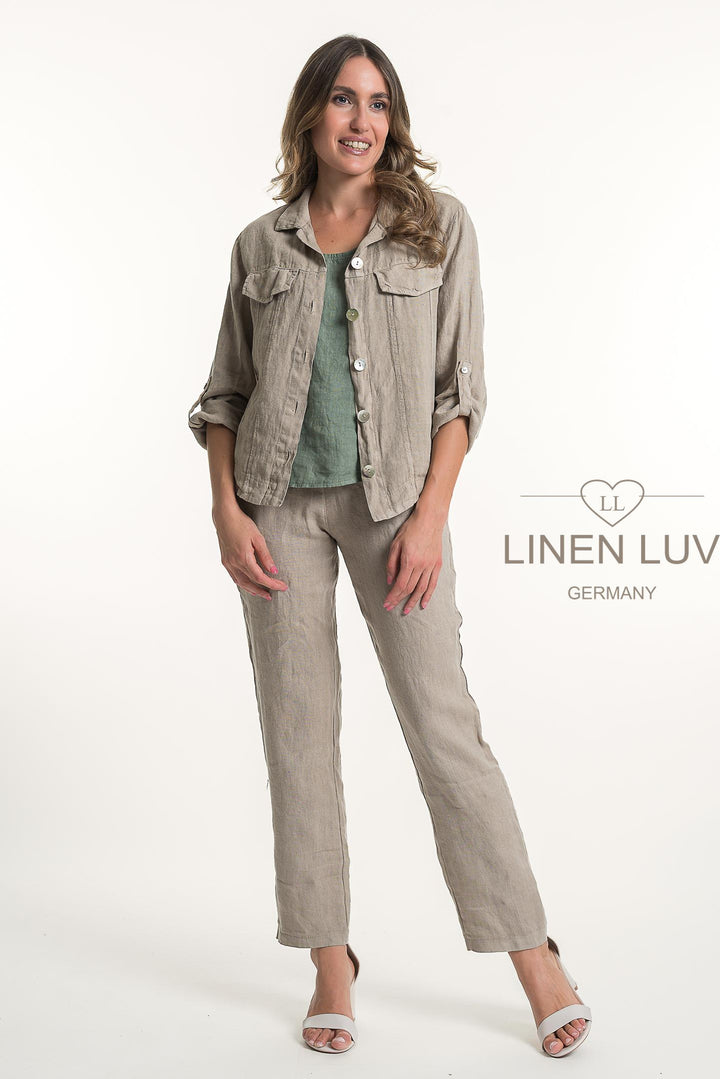 French Linen Jacket - Breathable Naturals | Glam & Fame Clothing