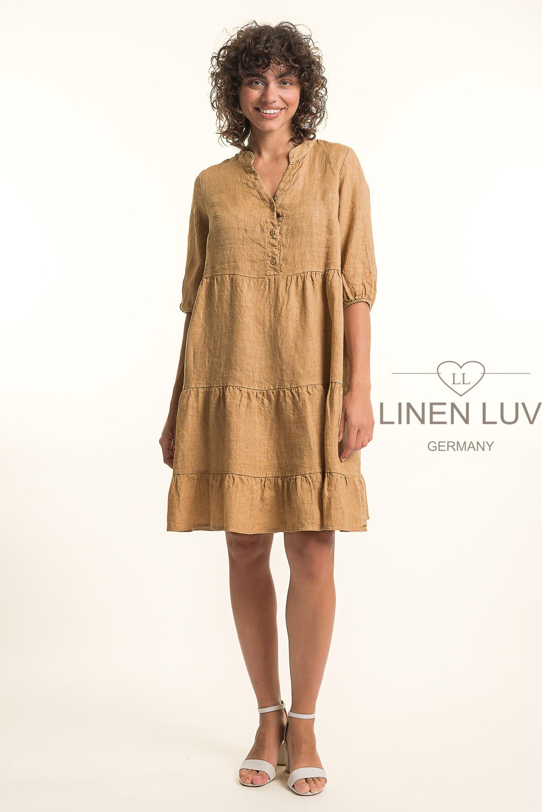 French Linen Midi Dress - Breathable Naturals | Glam & Fame Clothing