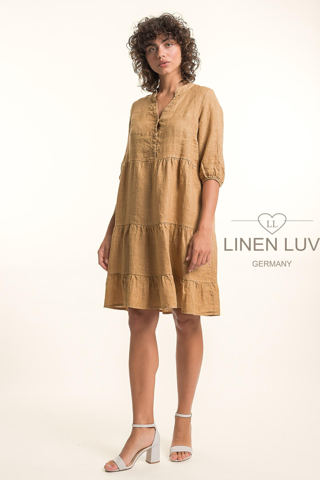 French Linen Midi Dress - Breathable Naturals | Glam & Fame Clothing