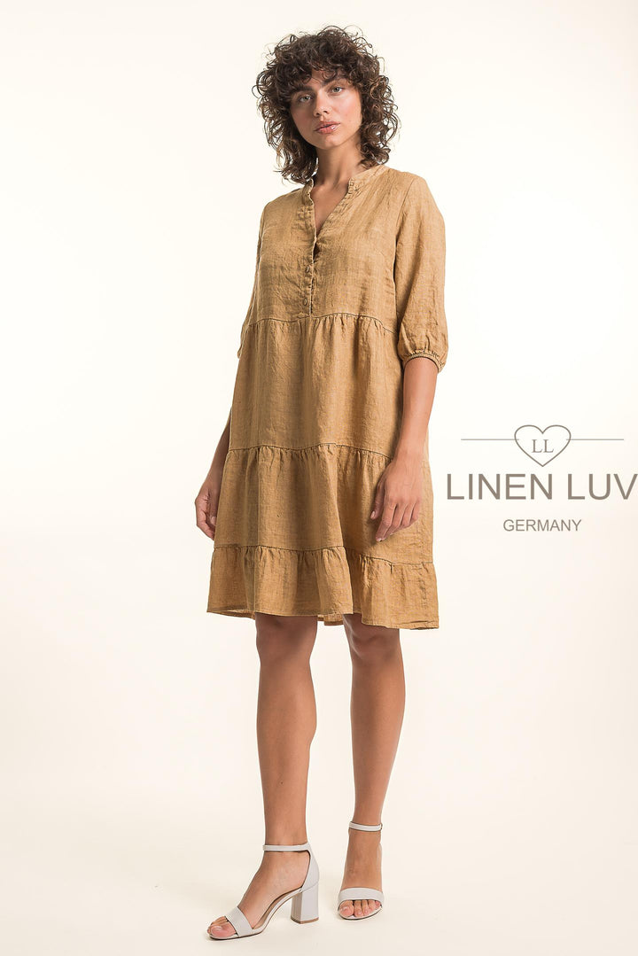 French Linen Midi Dress - Breathable Naturals | Glam & Fame Clothing