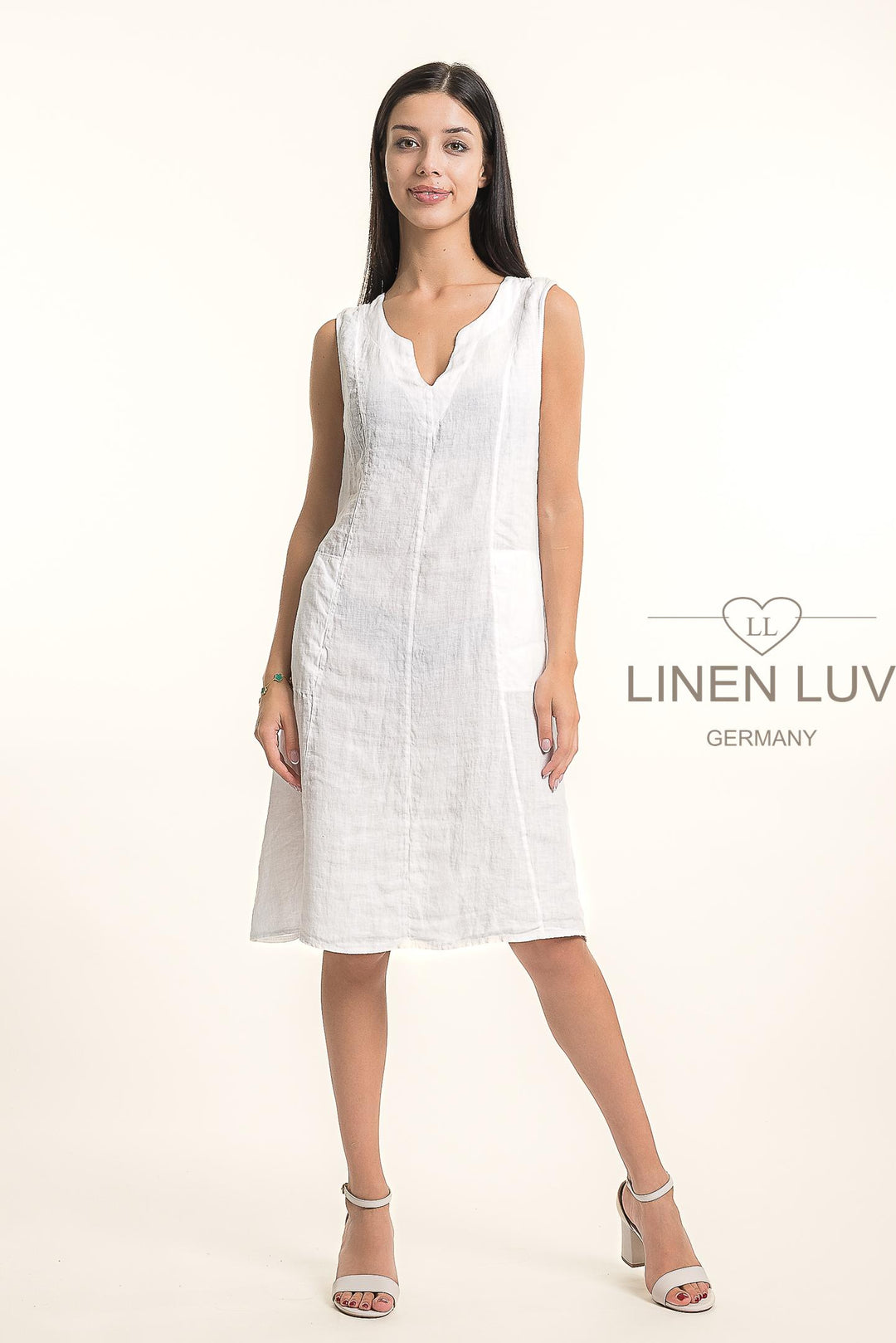 French Linen Fit Flare Dress Premium Woven - Breathable Naturals | Glam & Fame Clothing