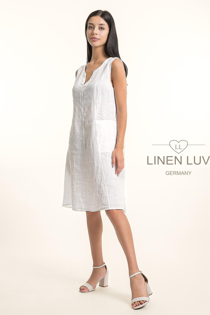 French Linen Fit Flare Dress Premium Woven - Breathable Naturals | Glam & Fame Clothing