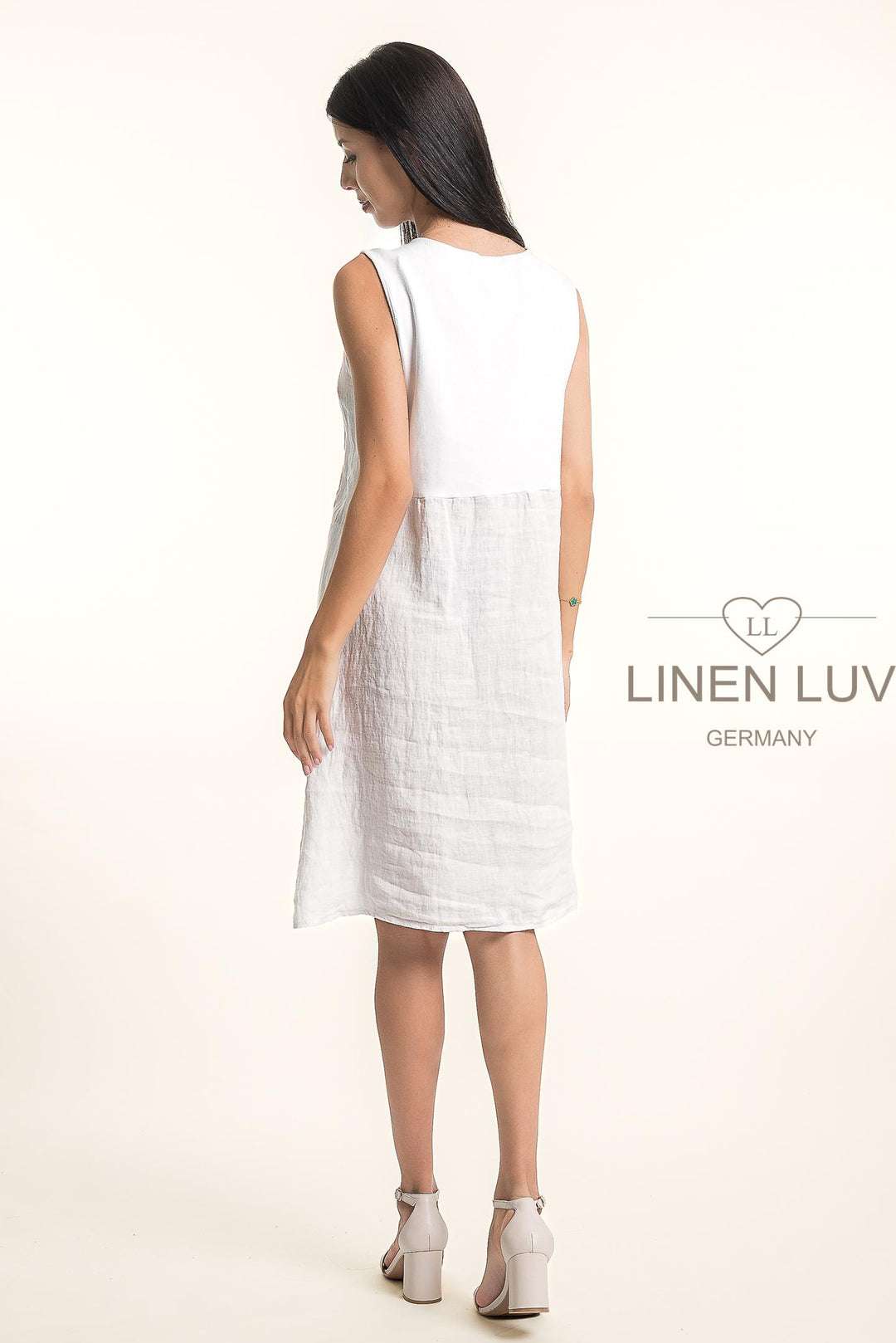 French Linen Fit Flare Dress Premium Woven - Breathable Naturals | Glam & Fame Clothing