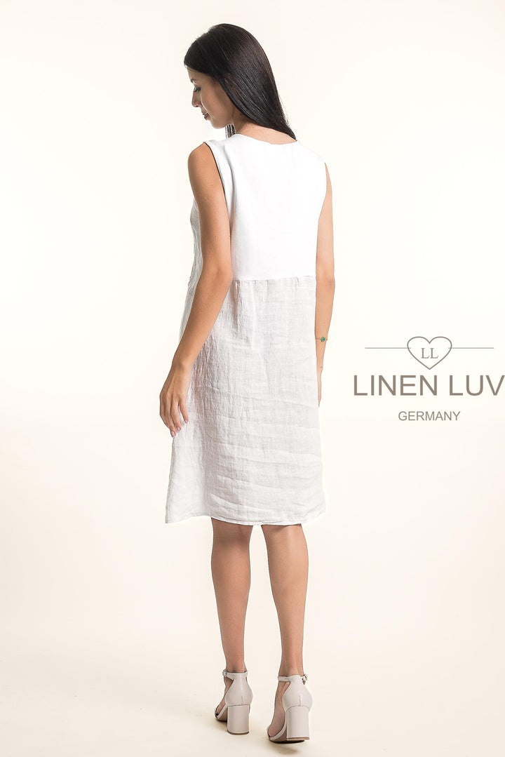 French Linen Fit Flare Dress Premium Woven - Breathable Naturals | Glam & Fame Clothing
