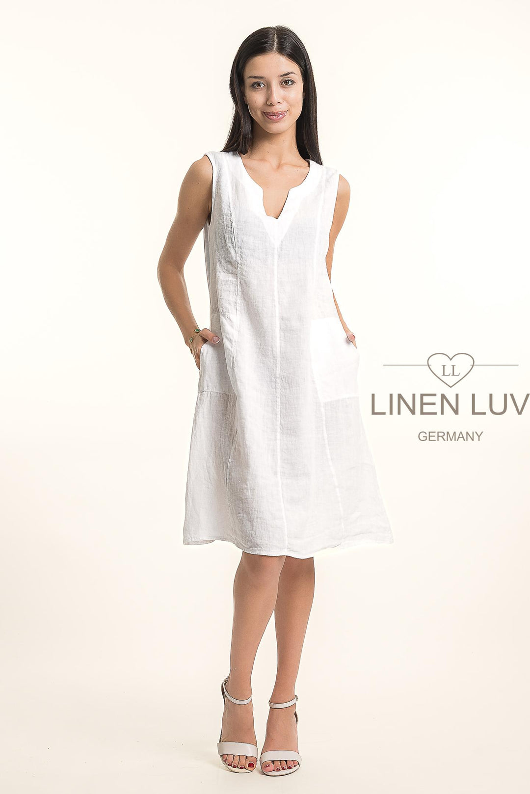 French Linen Fit Flare Dress Premium Woven - Breathable Naturals | Glam & Fame Clothing