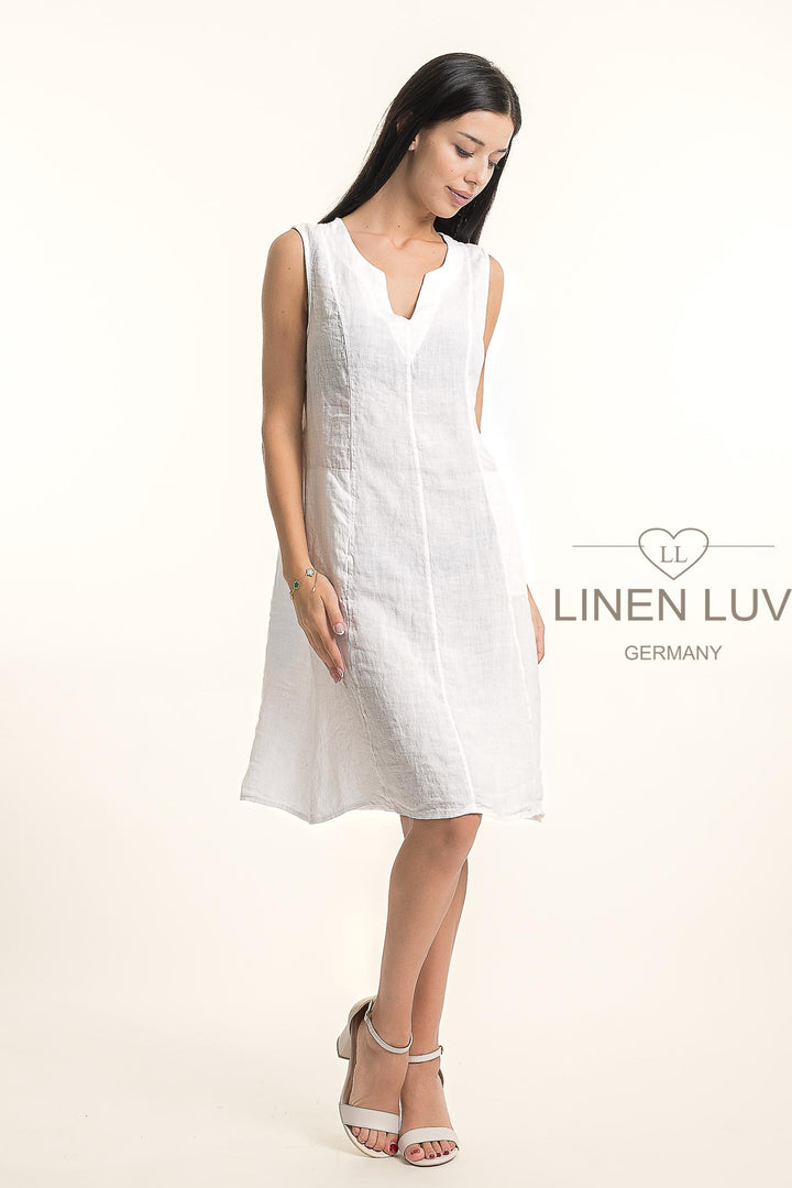 French Linen Fit Flare Dress Premium Woven - Breathable Naturals | Glam & Fame Clothing