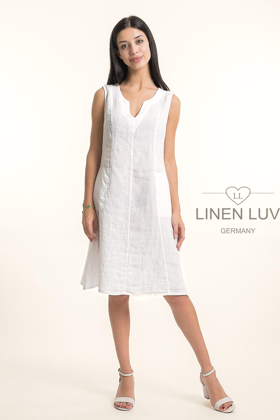 French Linen Fit Flare Dress Premium Woven - Breathable Naturals | Glam & Fame Clothing