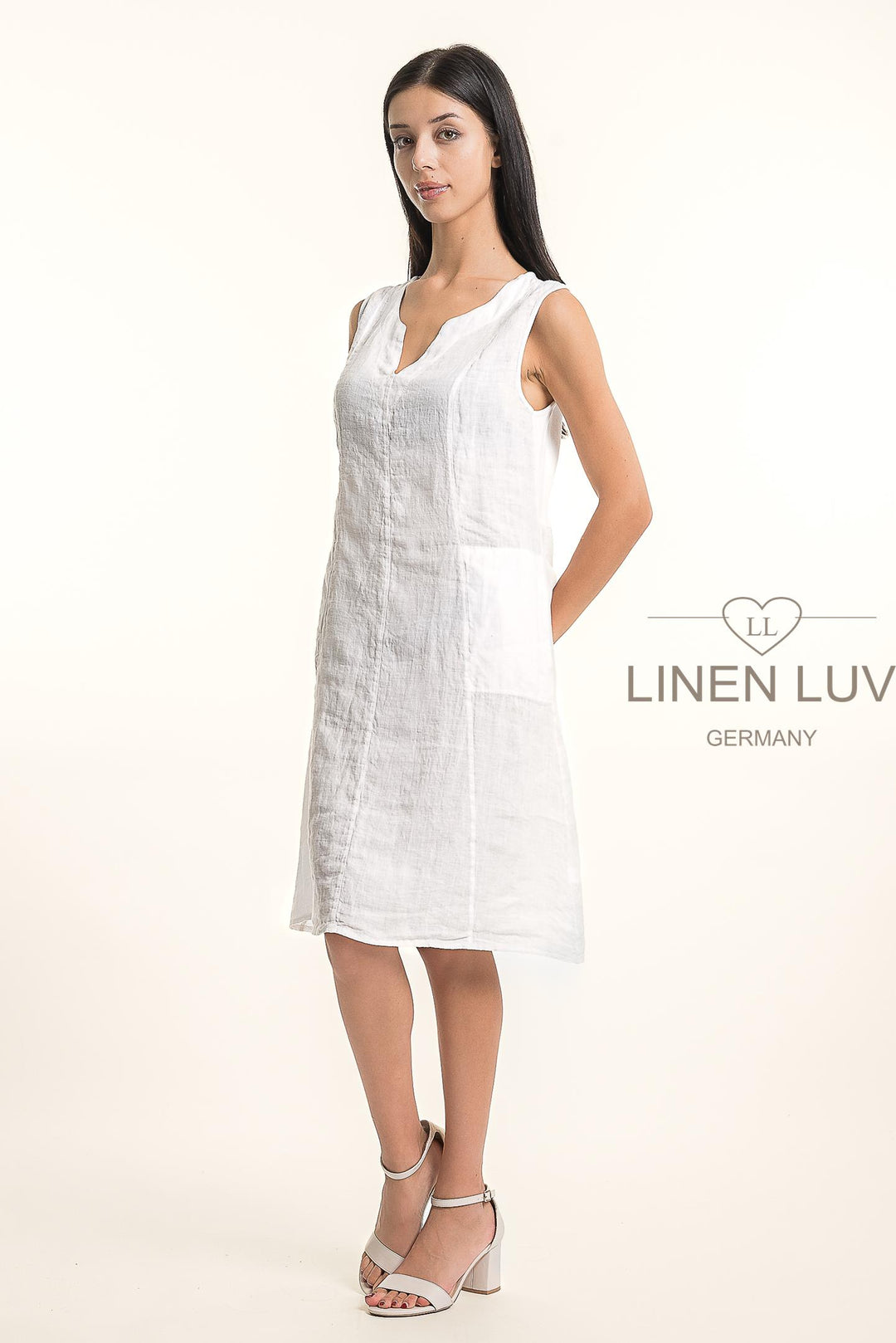 French Linen Fit Flare Dress Premium Woven - Breathable Naturals | Glam & Fame Clothing