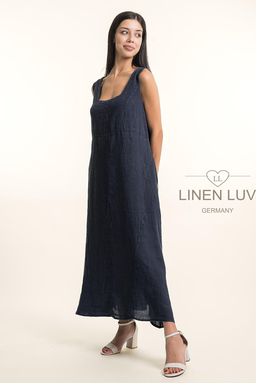 Belgian Linen Maxi Dress Square Neck - Breathable Naturals | Glam & Fame Clothing