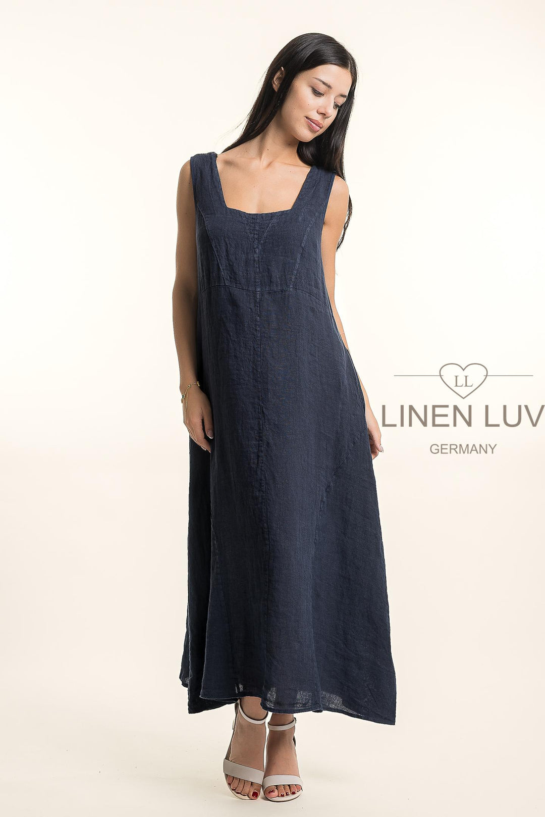 Belgian Linen Maxi Dress Square Neck - Breathable Naturals | Glam & Fame Clothing
