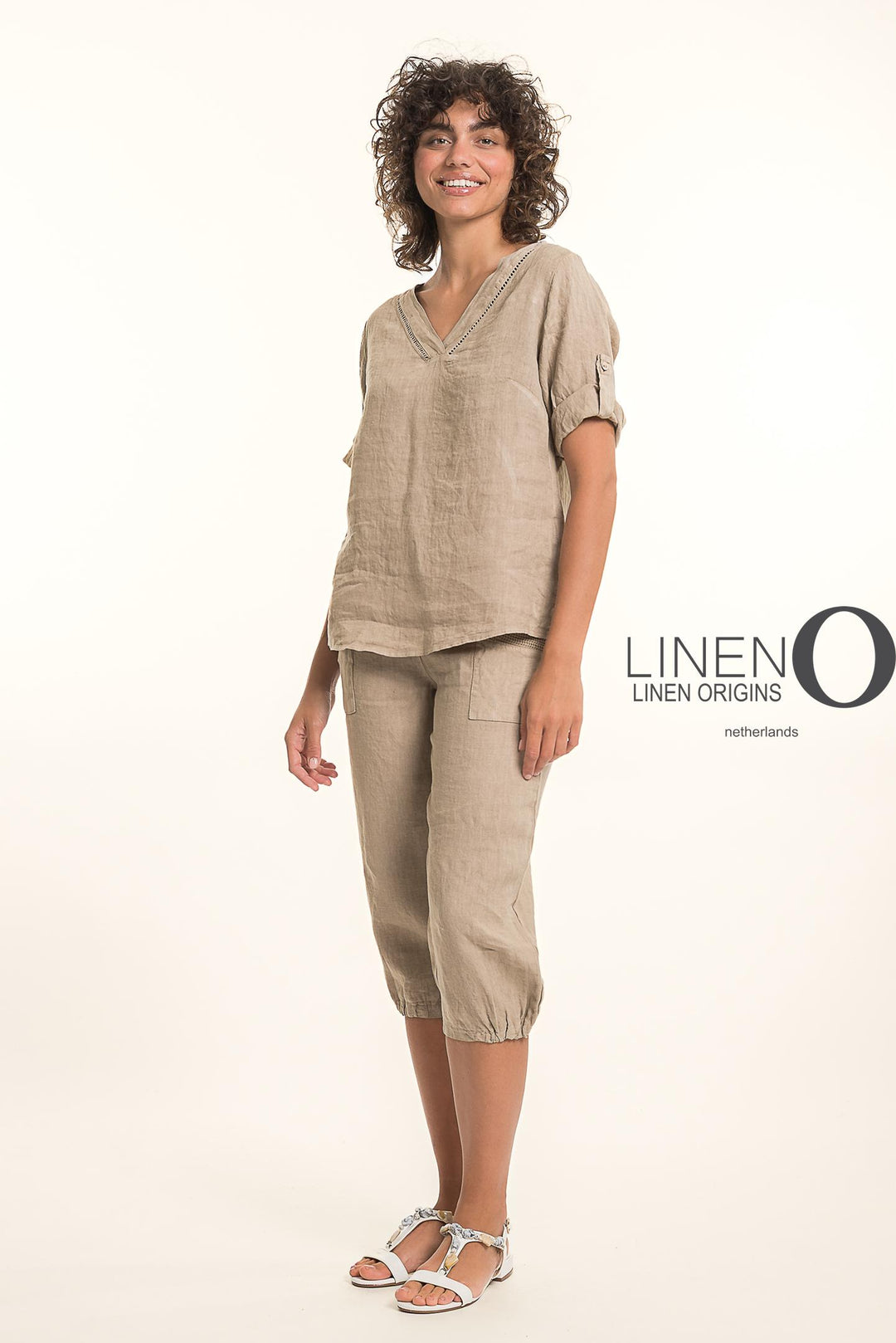 French Linen V-Neck Texture Accent - Breathable Naturals | Glam & Fame Clothing
