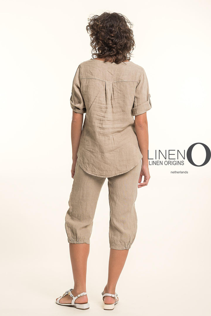 French Linen V-Neck Texture Accent - Breathable Naturals | Glam & Fame Clothing