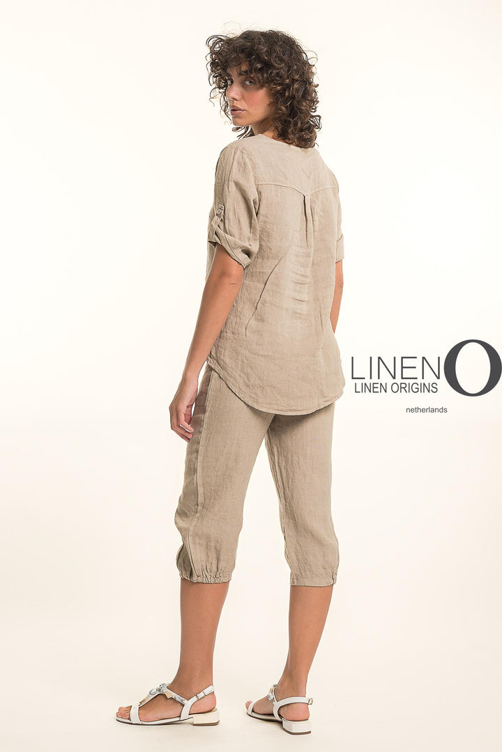 French Linen V-Neck Texture Accent - Breathable Naturals | Glam & Fame Clothing