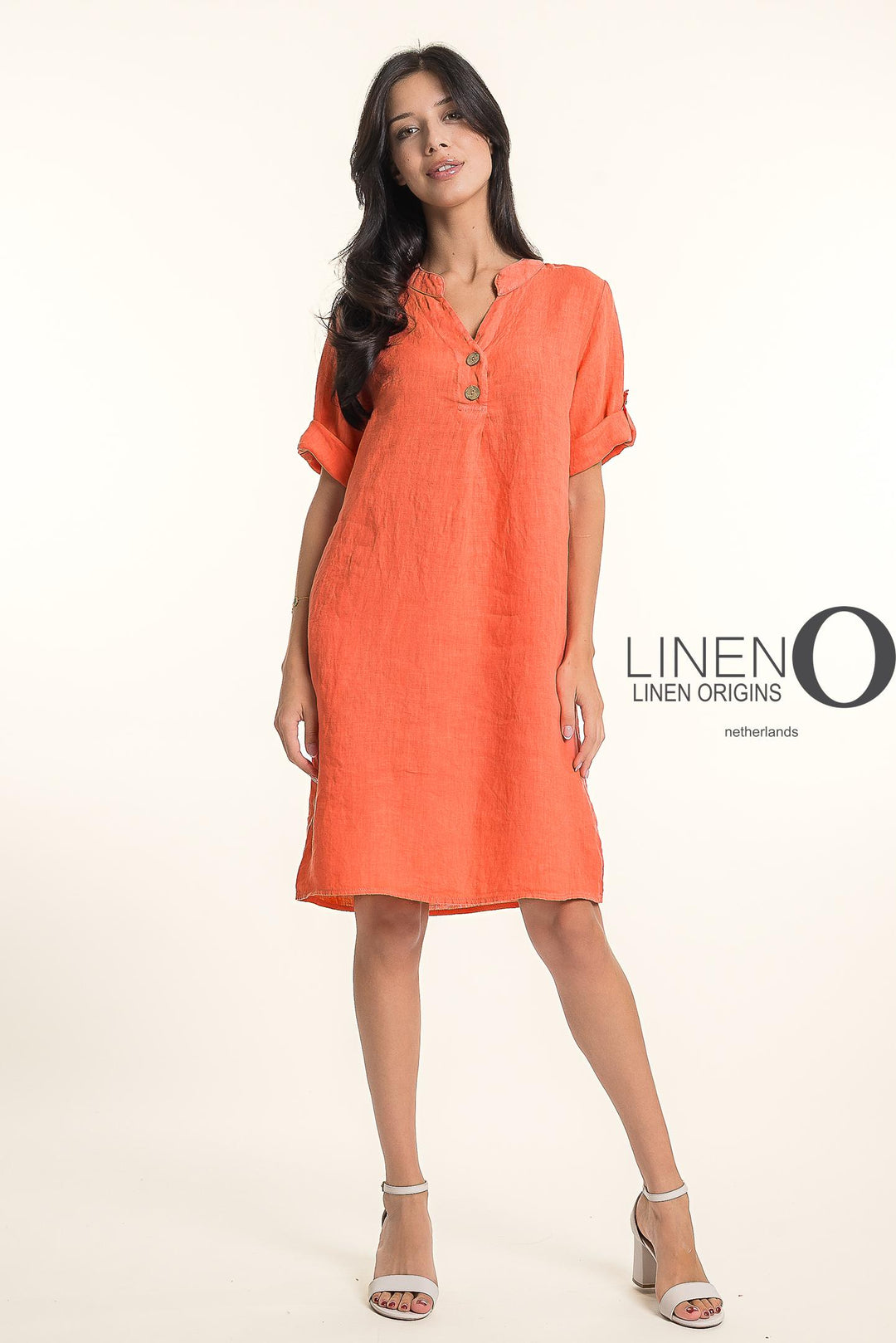 French Linen Midi Half Sleeve Dress Heavier Gauge