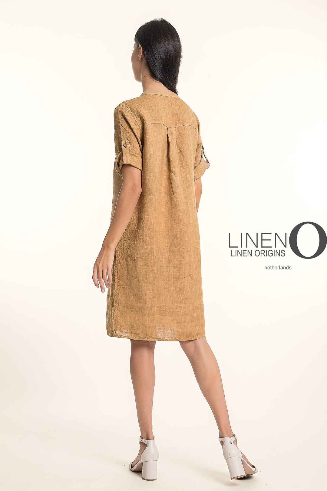 French Linen Midi Half Sleeve Dress