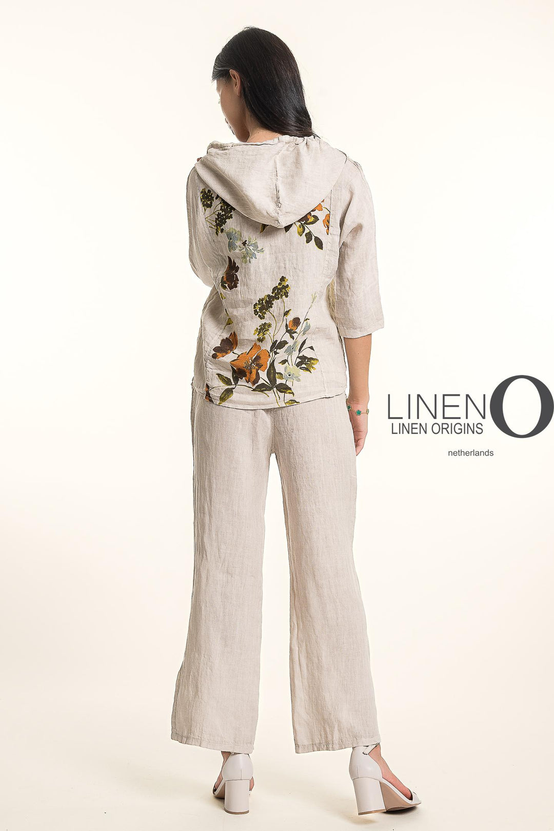 French Linen Hoodie Jacket Print - Breathable Naturals | Glam & Fame Clothing