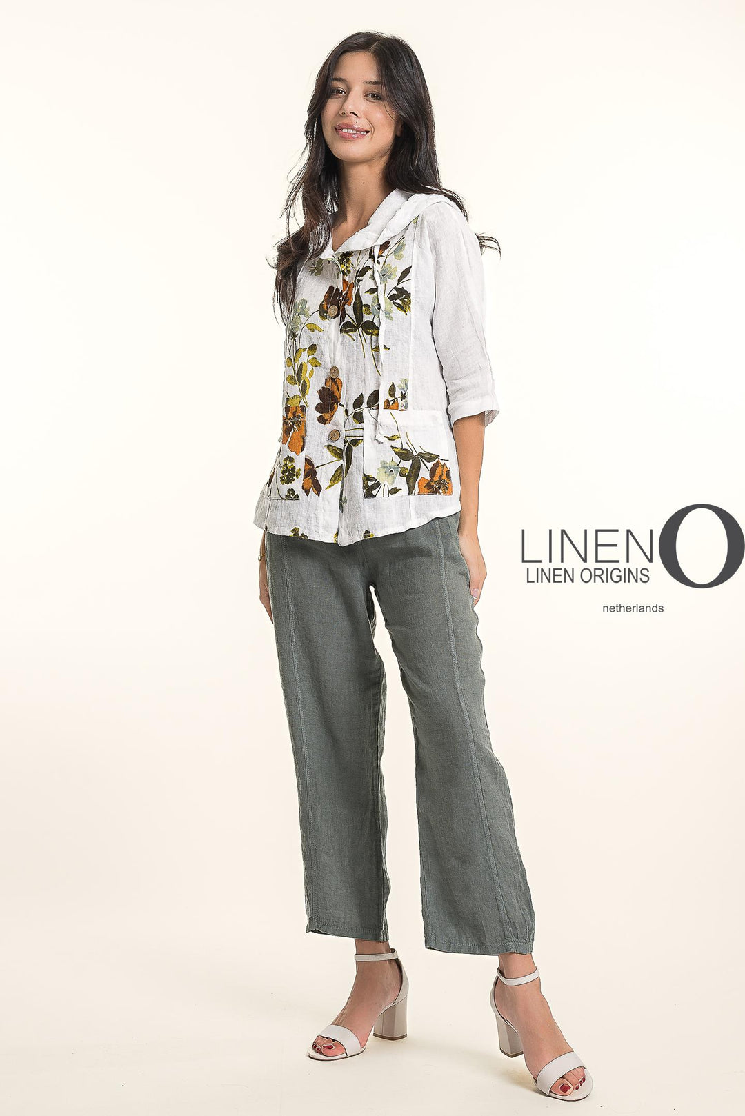 French Linen Hoodie Jacket Print - Breathable Naturals | Glam & Fame Clothing