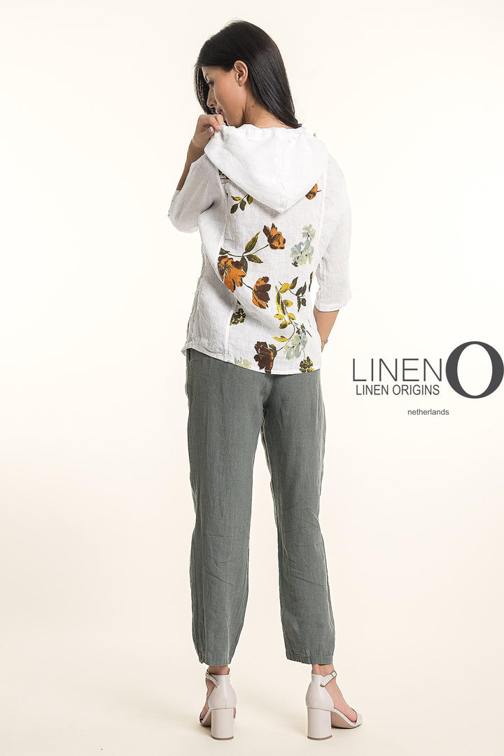 French Linen Hoodie Jacket Print - Breathable Naturals | Glam & Fame Clothing
